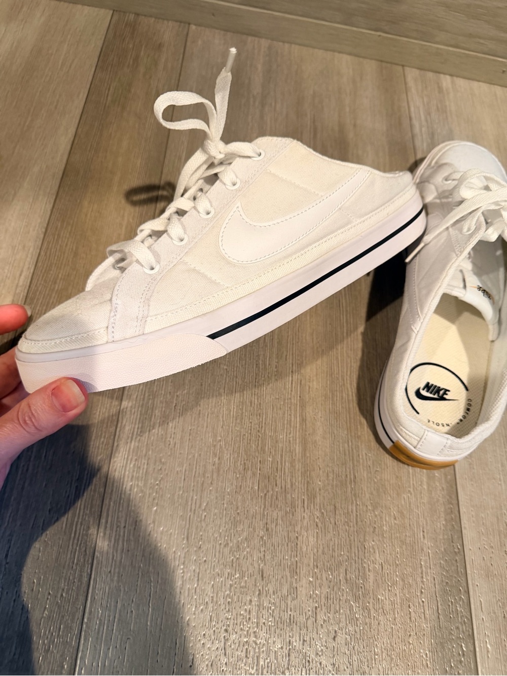 White Nike Court Legacy Mule Slide Sneakers Womens Size 12 - Picture 6 of 7